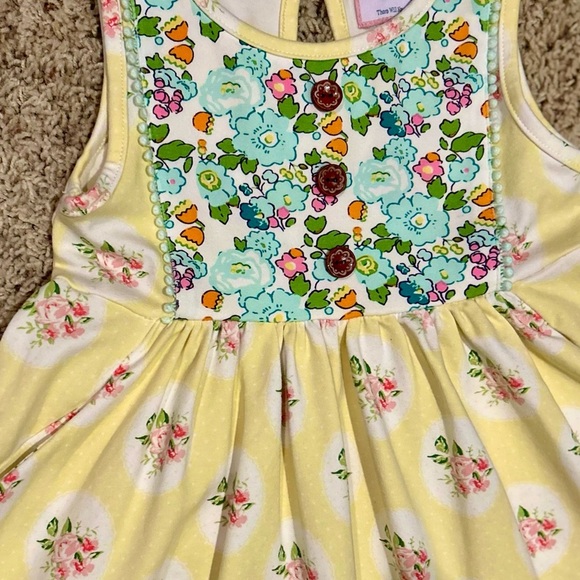 Sweet Honey Yellow Floral Sleeveless Dress with Pockets Girls Size 5 - Picture 15 of 16